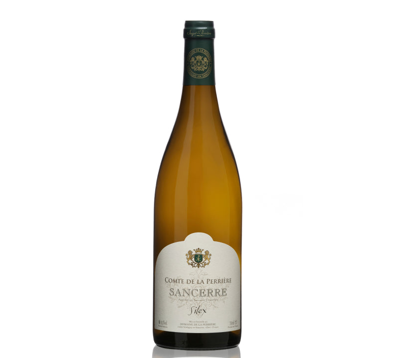 A bottle of Comte de La Perriere Sancerre Silex white wine.