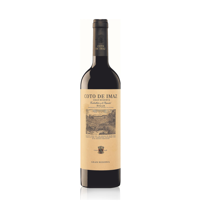 Bottle of El Coto De Imaz Gran Reserva red wine.