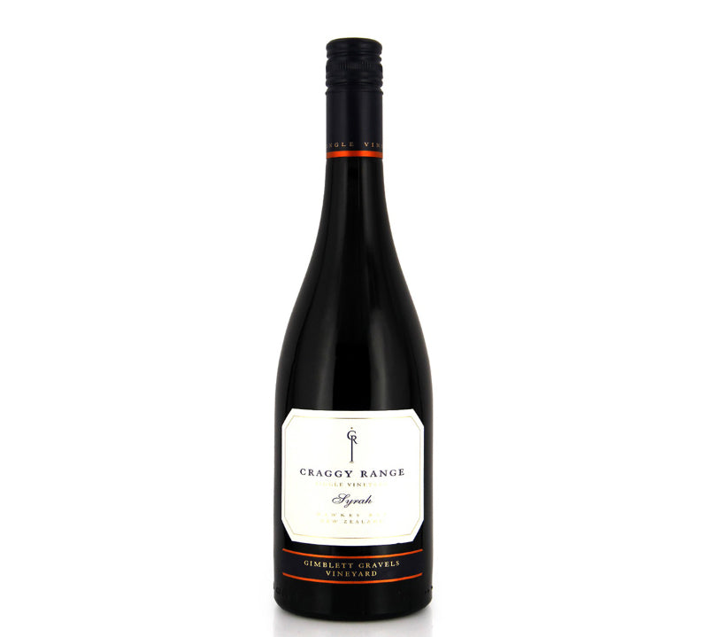 A bottle of Craggy Range Gimblett Gravels Syrah red wine.