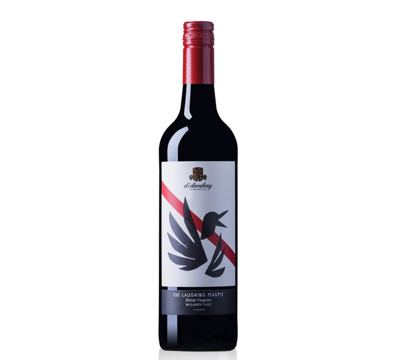 A bottle of D'Arenberg The Laughing Magpie McLaren red wine.