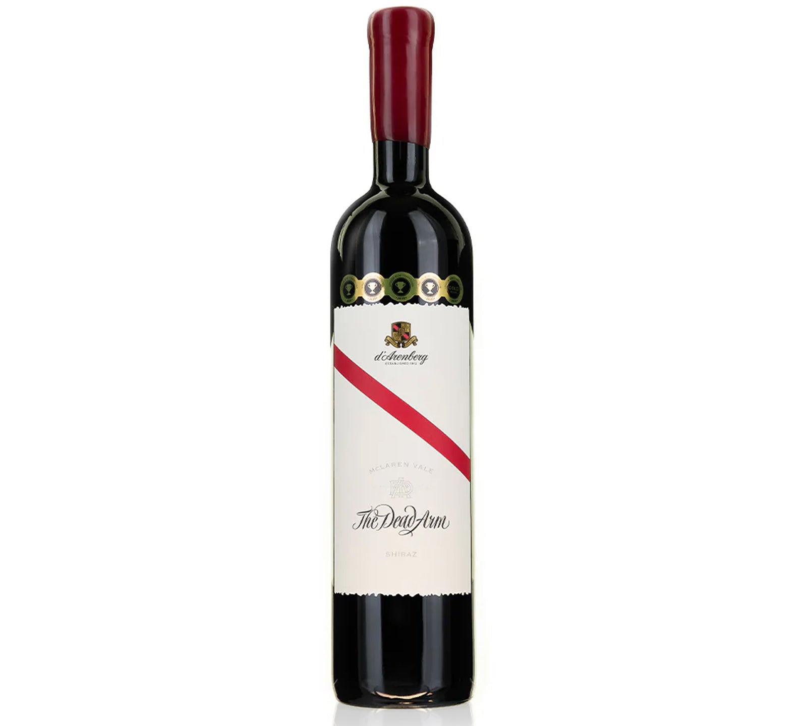 A bottle of D'Arenberg Dead Arm Shiraz McLaren red wine