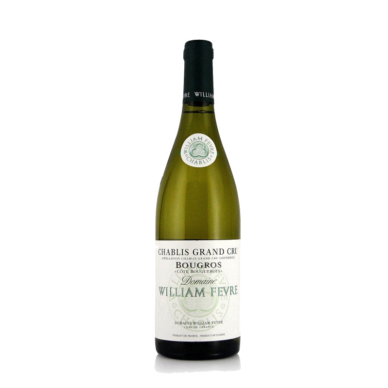 Domaine William Fevre Chablis Grand Cru Bougros Côte Bouguerots 750ml bottle, a powerful and elegant white wine with intense minerality from one of Chablis’ top Grand Cru vineyards.

