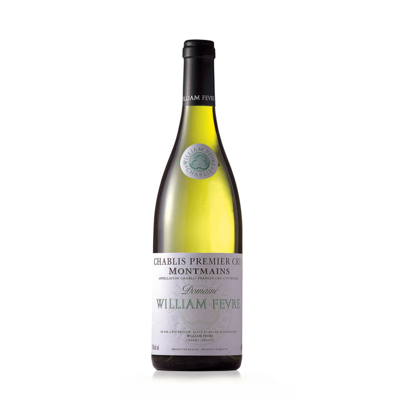 Domaine William Fevre Chablis Montmains Premier Cru, 750ml bottle showcasing crisp acidity, fresh citrus, and classic Chablis minerality from the Montmains Premier Cru vineyard.