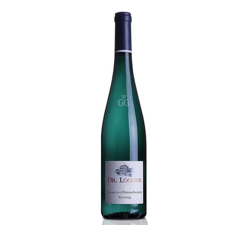 Bottle of Dr Loosen Graacher Himmelreich Riesling Grosses Gewechs Alte Reben white wine.