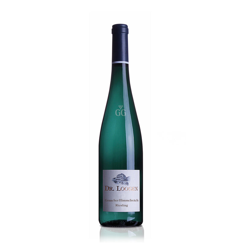 Bottle of Dr Loosen Graacher Himmelreich Riesling Grosses Gewechs Alte Reben white wine.