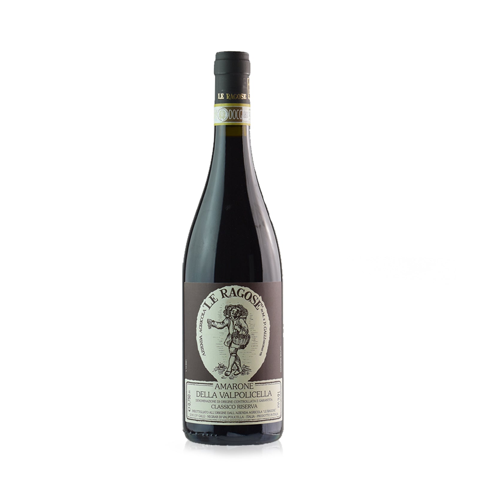 A bottle of Le Ragose Amarone della Valpolicella Classico Riserva DOCG red wine.