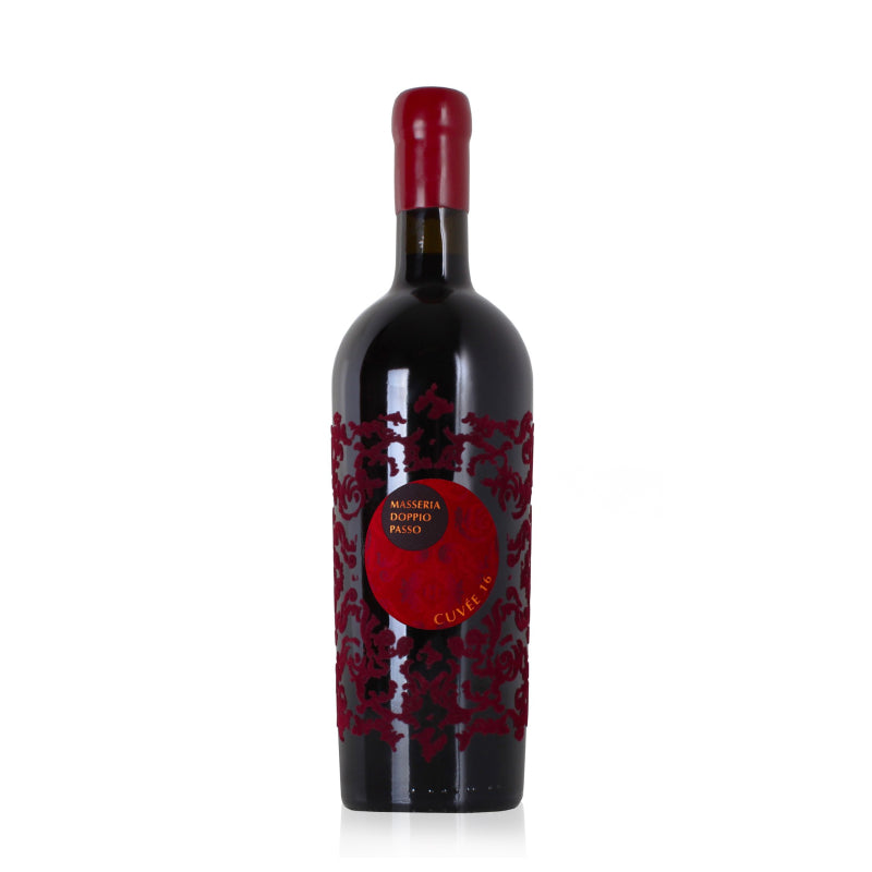 A bottle of Masseria Doppio Passo Cuvee Rosso 2016 red wine.