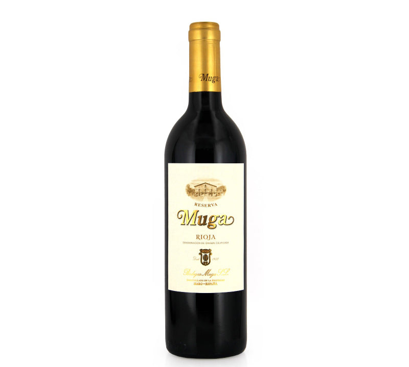 A bottle of Muga Rioja Reserva red wine