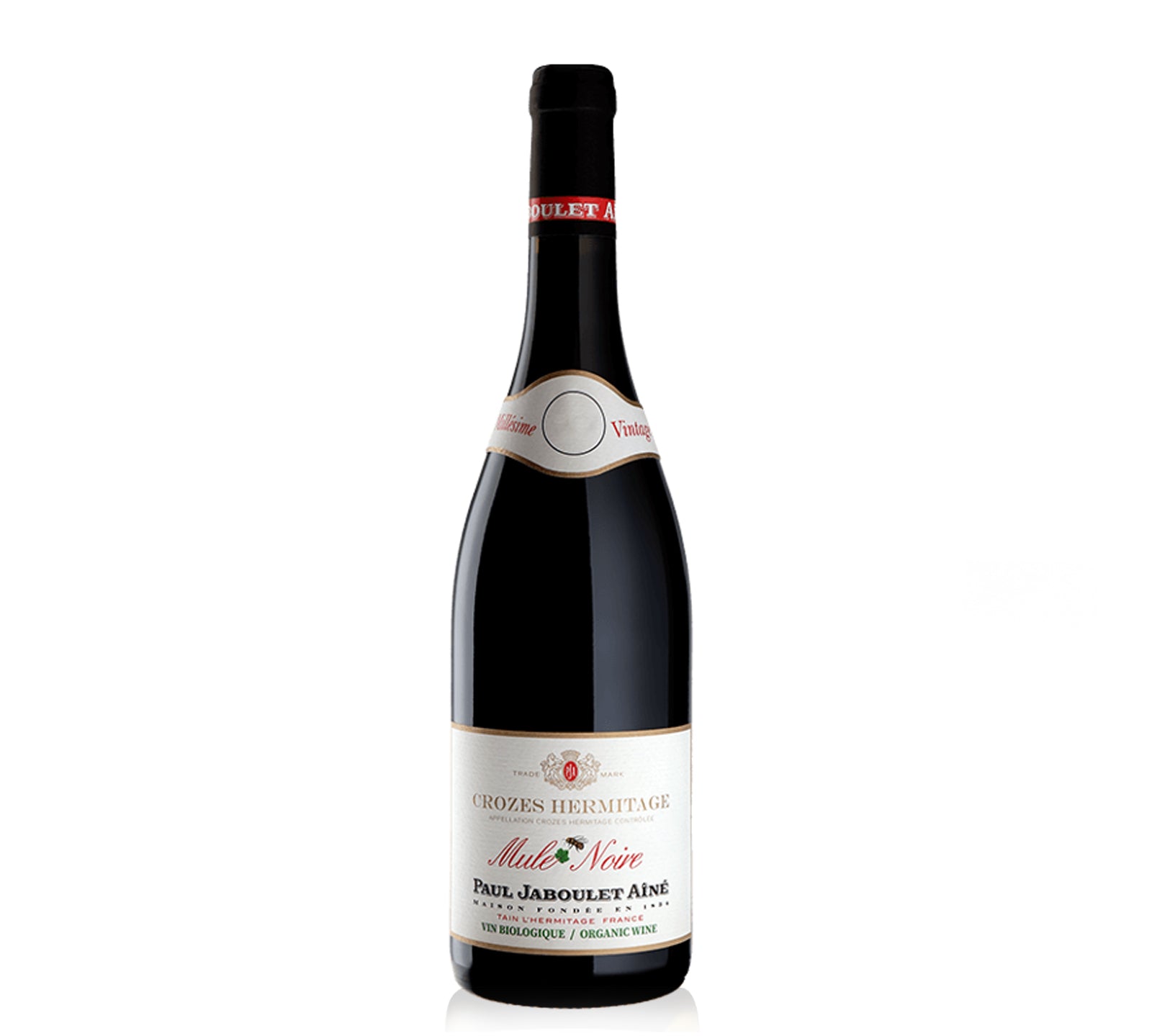 Bottle of Paul Jaboulet Aine Crozes-Hermitage Mule Noire red wine