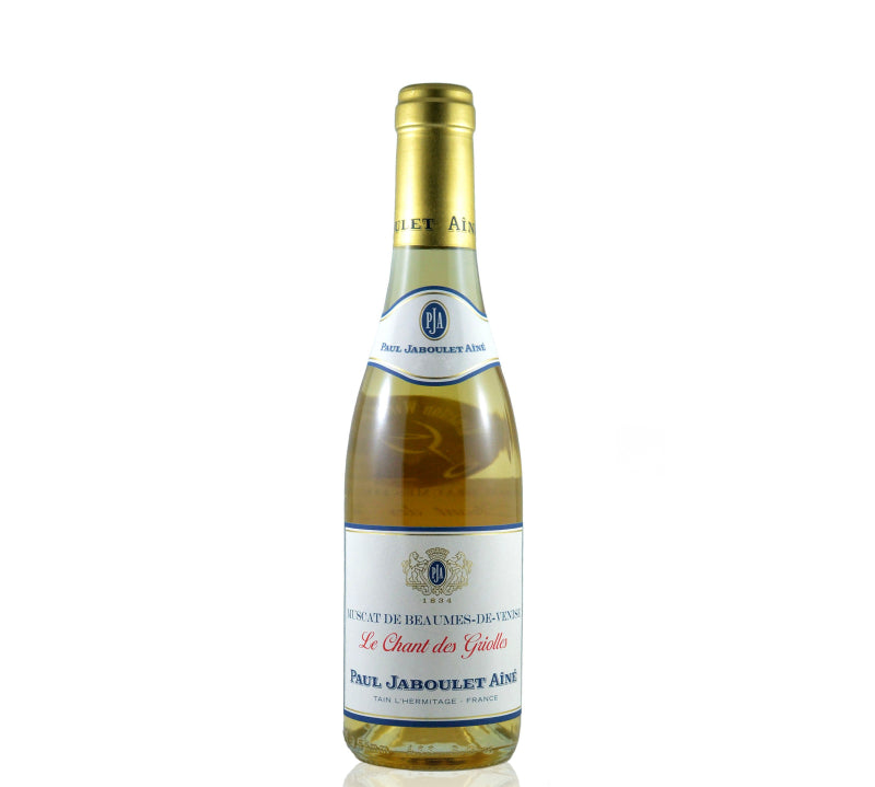 A bottle of Paul Jaboulet Aine Le Chant Des Griolles Muscat white wine.