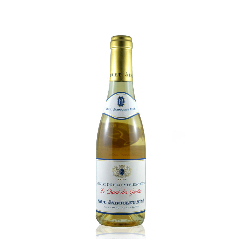 A bottle of Paul Jaboulet Aine Le Chant Des Griolles Muscat white wine.