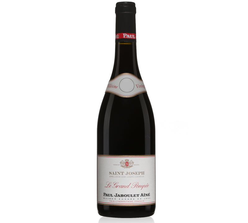 A bottle of Paul Jaboulet Aine Le Grand Pompee red wine