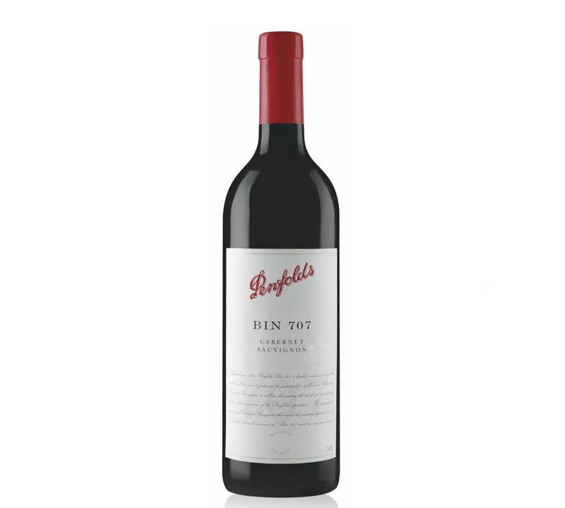 A bottle of Penfolds Bin 707 Cabernet Sauvignon red wine