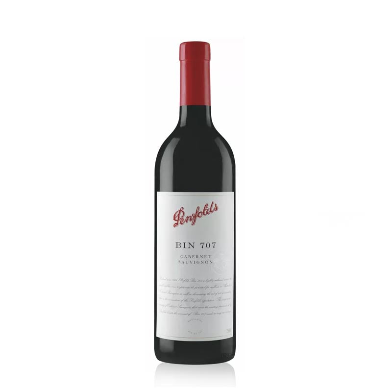 A bottle of Penfolds Bin 707 Cabernet Sauvignon red wine