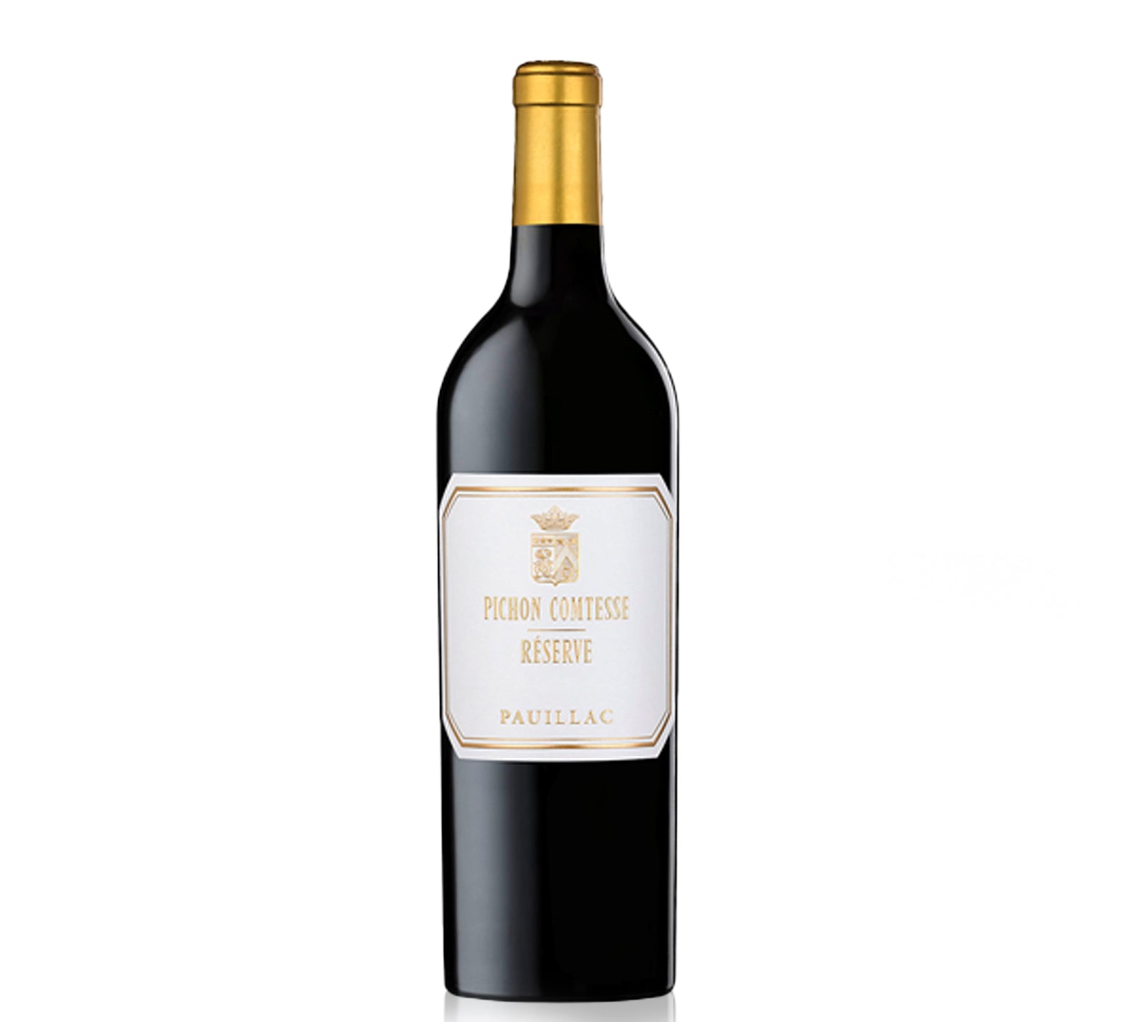 Bottle of Pichon Comtesse Reserve Pauillac red wine.