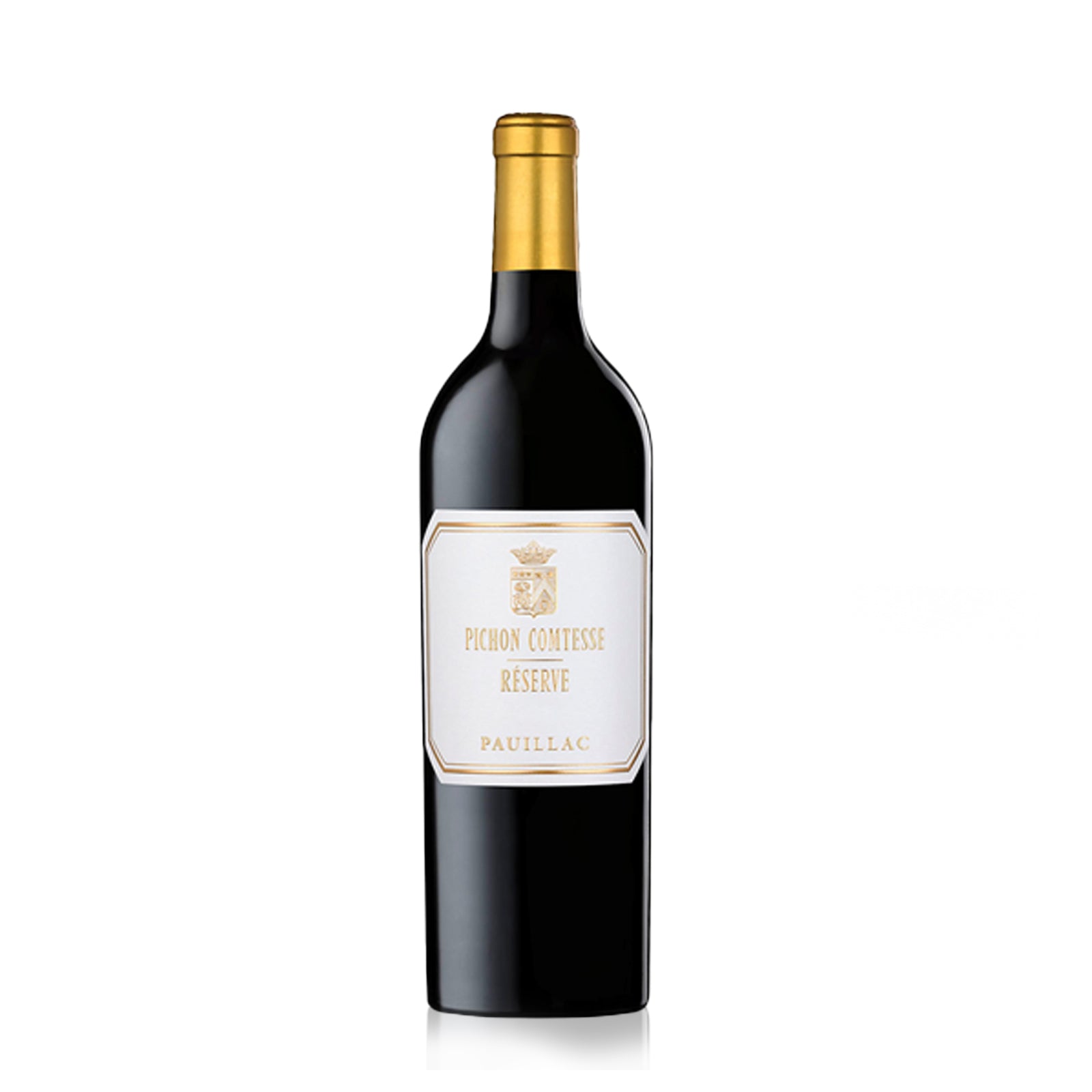 Bottle of Pichon Comtesse Reserve Pauillac red wine.