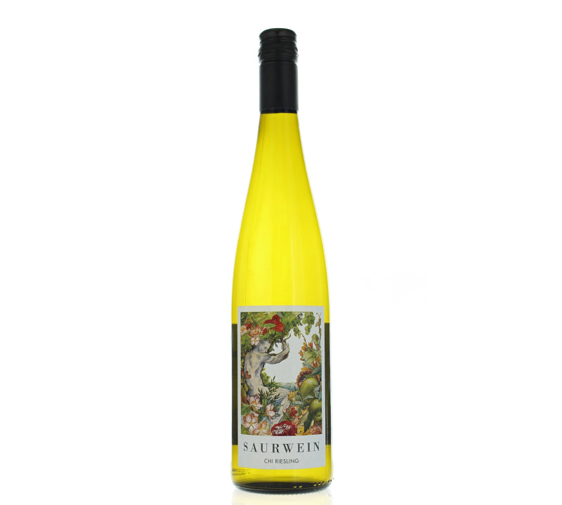 A bottle of Saurwein Chi Riesling white wine