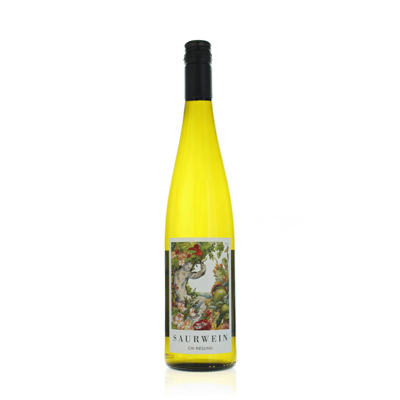 A bottle of Saurwein Chi Riesling white wine
