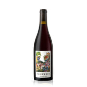 A bottle of Saurwein Om Pinot Noir red wine