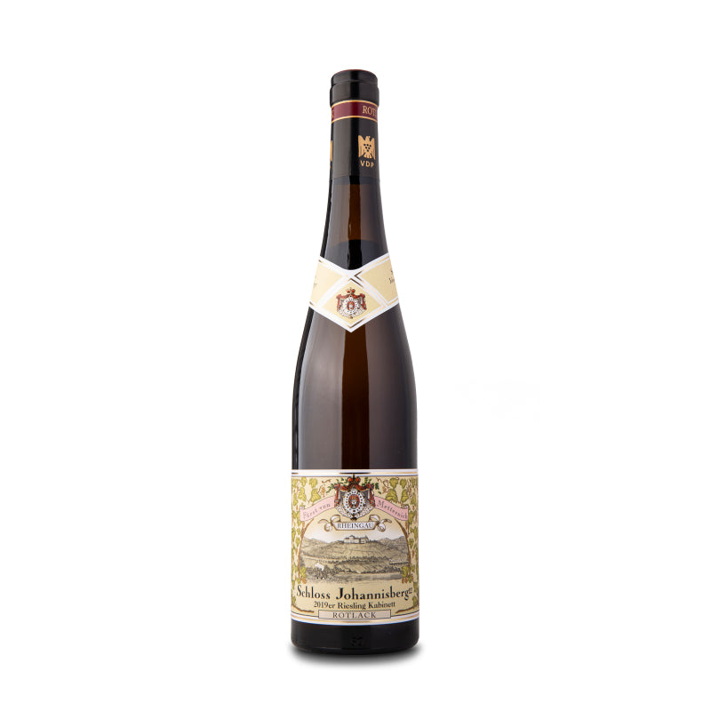 A bottle of Schloss Johannisberg Riesling Kabinett Rotlack white wine