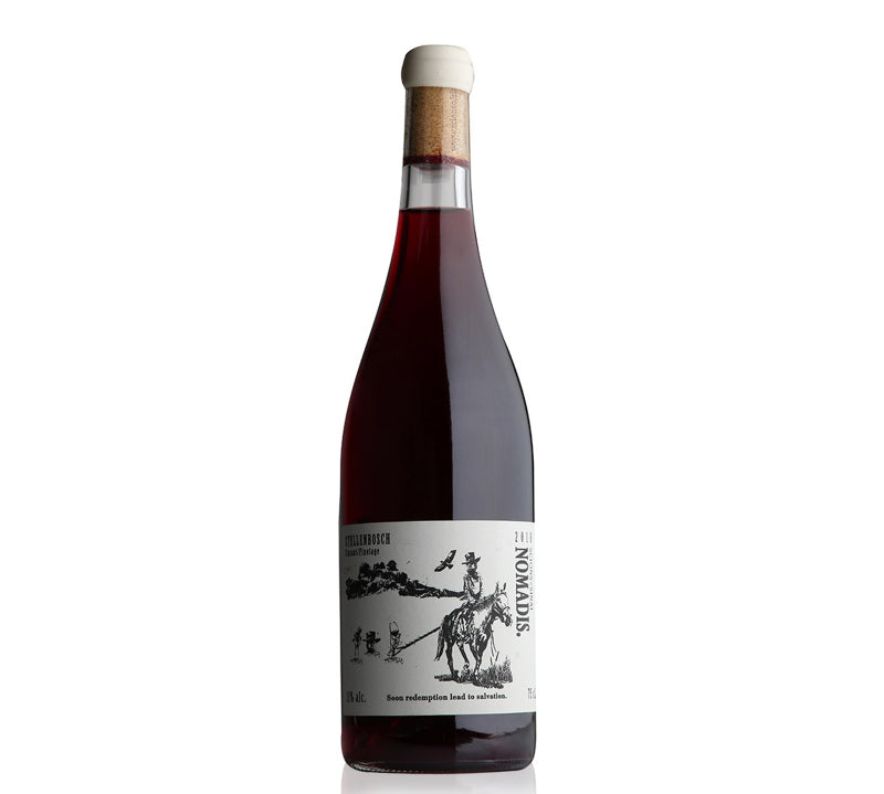 A bottle of Scions of Sinai Nomadis red wine