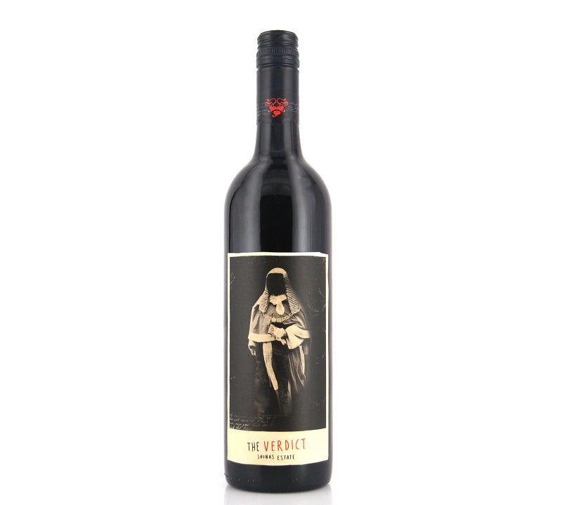 A bottle of Shinas Estate Verdict Cabernet Sauvignon red wine