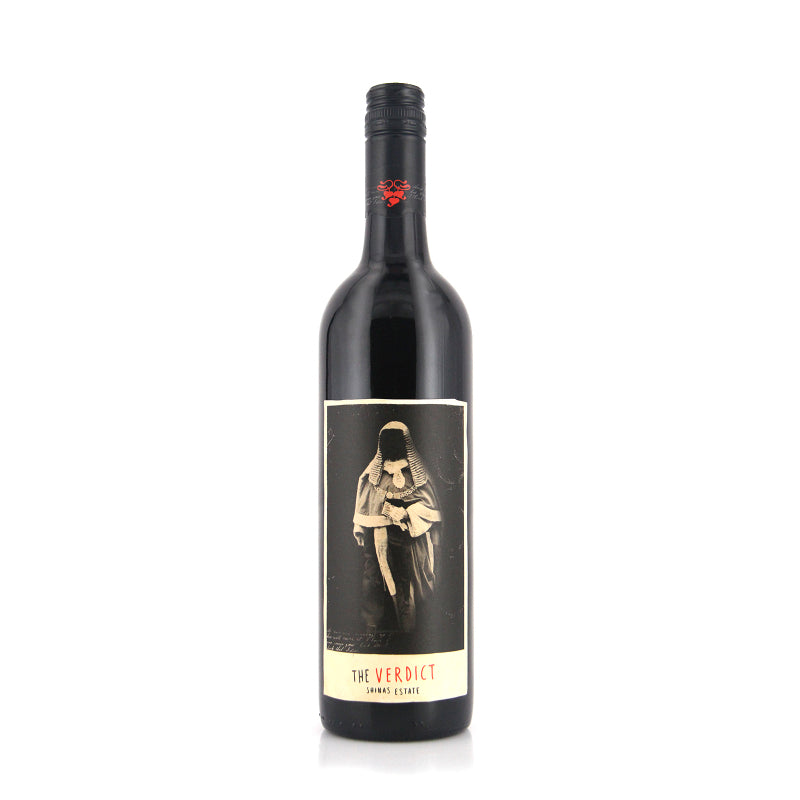 A bottle of Shinas Estate Verdict Cabernet Sauvignon red wine