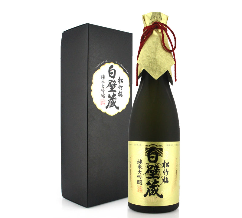 A bottle of Shochikubai Shirakabegura Junmai Daiginjo Sake