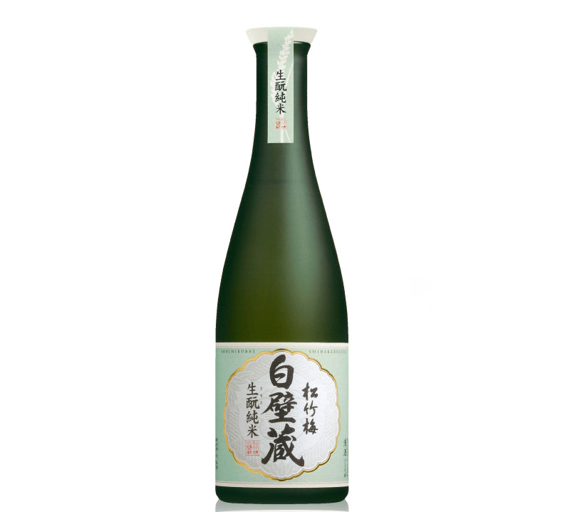 A bottle of Shochikubai Shirakabegura Kimoto Junmai Sake 