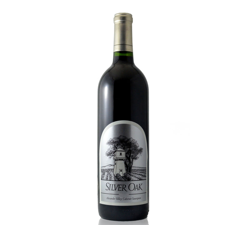 A bottle of Silver Oak Alexander Valley Cabernet Sauvignon red wine