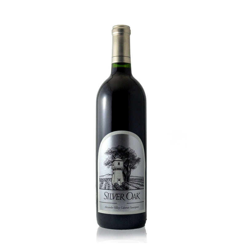 A bottle of Silver Oak Alexander Valley Cabernet Sauvignon red wine