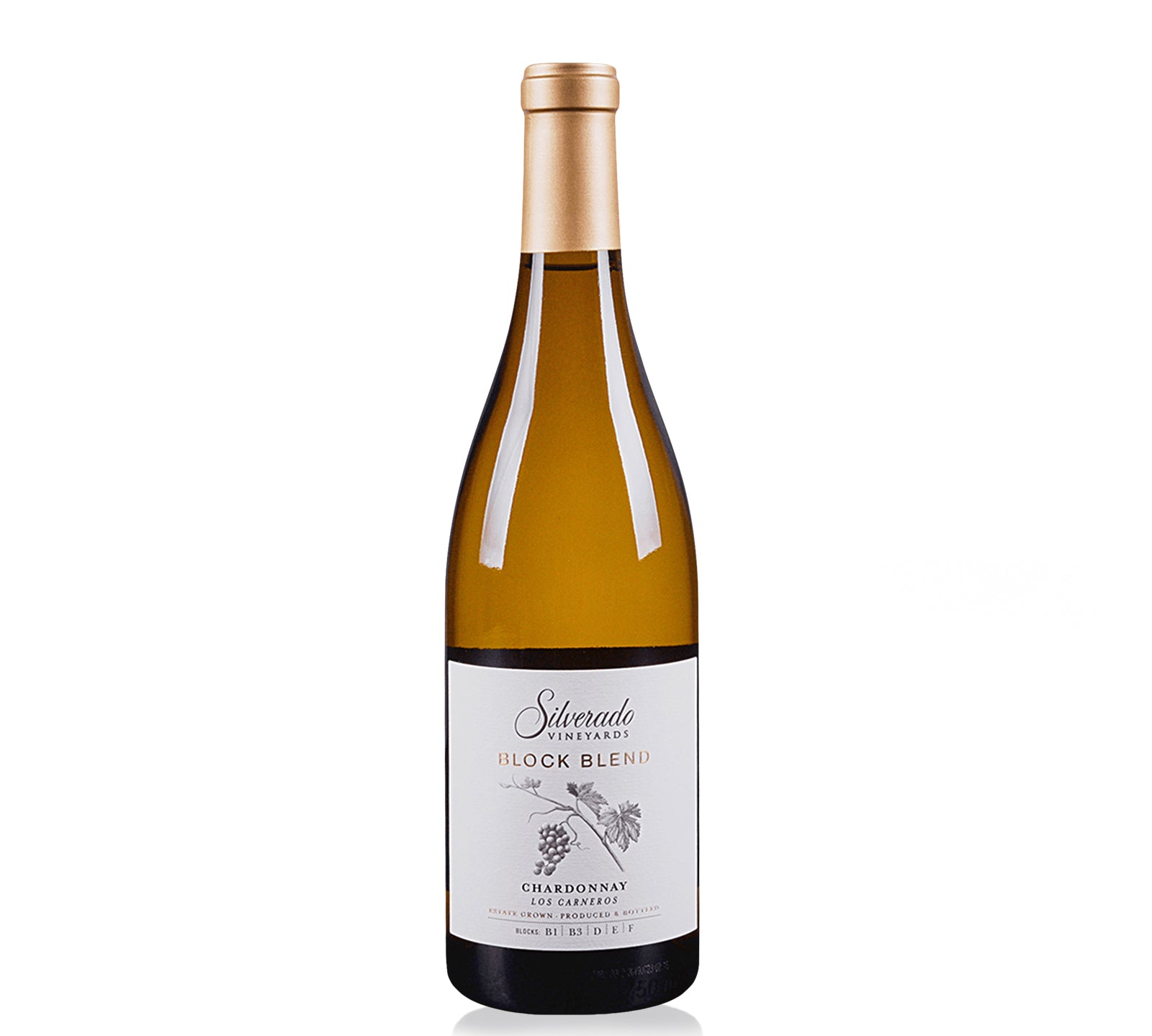 A bottle of Silverado Block Blend Chardonnay whie wine