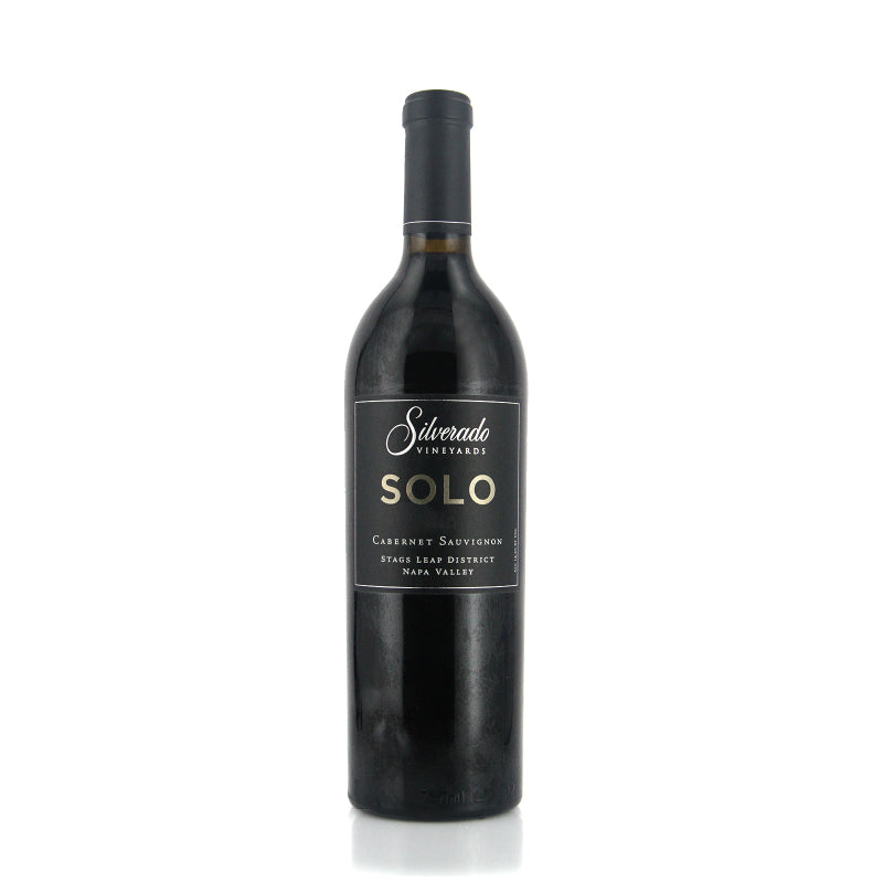 A bottle of Silverado Solo Napa Valley Cabernet Sauvignon red wine.