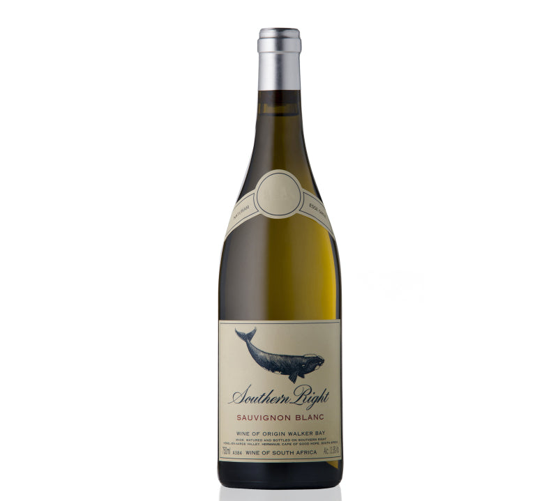 Bottle of Southern Right Sauvignon Blanc, a crisp South African white wine with zesty citrus, green apple, and subtle herbal aromas, ideal for fresh and lively drinking.