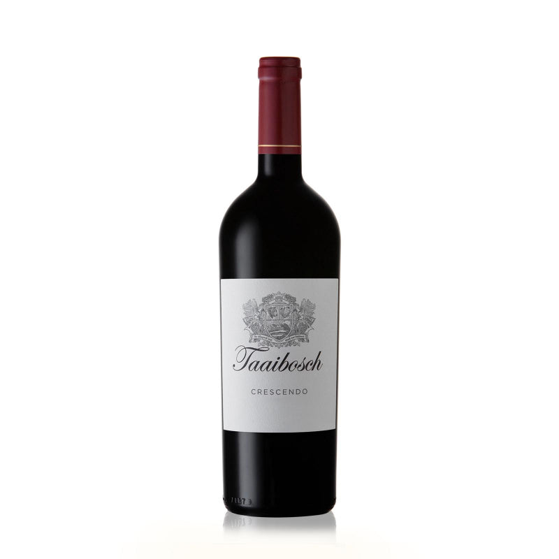 A bottle of Taaibosch Crescendo red wine.