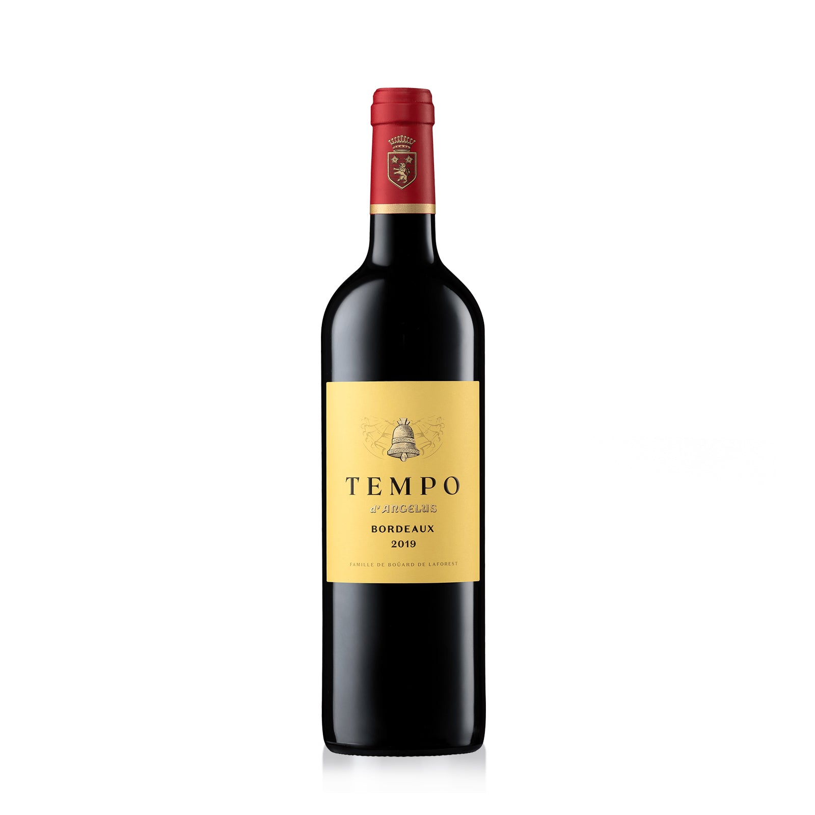 A bottle of Tempo D'Angelus 2019 red wine