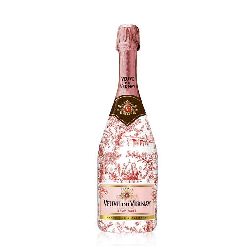 Veuve Du Vernay Brut Rosé NV, 750ml bottle, elegant French sparkling rosé wine with a delicate pink hue.