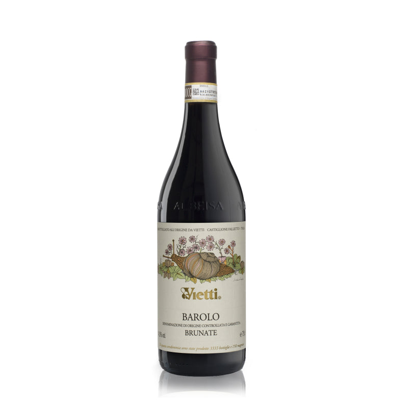 Vietti Barolo Brunate, prestigious Piedmont red wine showcasing intense aromas of cherry, rose, and truffle with elegant tannins.