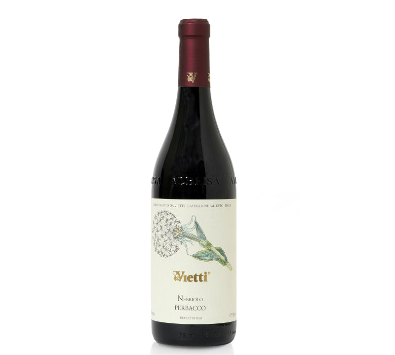 Vietti Nebbiolo Perbacco DOC 750ml, an elegant Italian red wine with red cherry, floral notes, and refined tannins, showcasing the character of Nebbiolo grapes from Piedmont