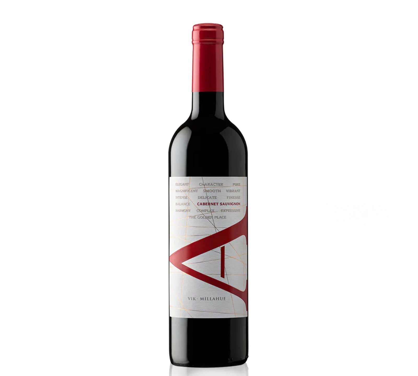 Bottle of VIK A Cabernet Sauvignon with rich blackberry, cassis, dark chocolate, and spice notes.