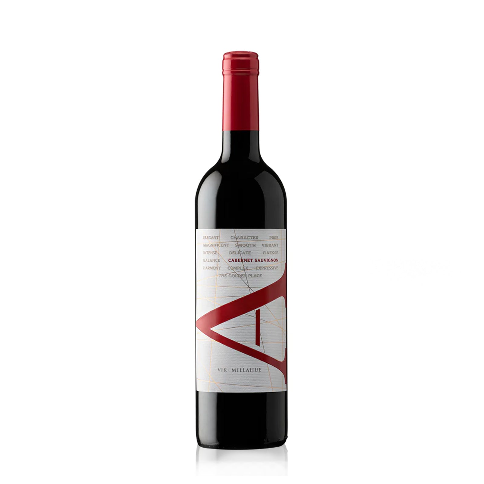 Bottle of VIK A Cabernet Sauvignon with rich blackberry, cassis, dark chocolate, and spice notes.